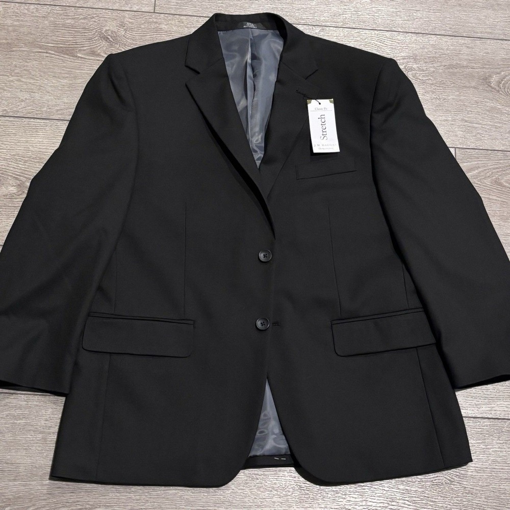 J.M. Haggar Suit Jacket Mens 40S Black Stretch Classic Fit Blazer HZ00274 001